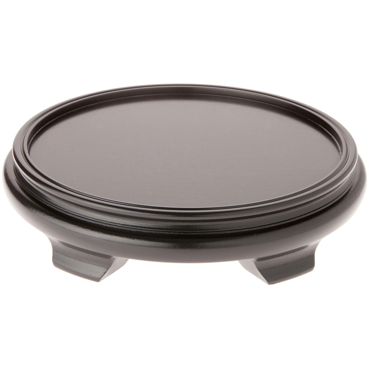 Plymor Black Round Wood Veneer Footed Display Base, 12" W x 12" D x 2.75" H (10" Display Diameter)